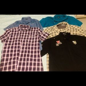 Mens 2xl button up shirt lot xxl plaid black